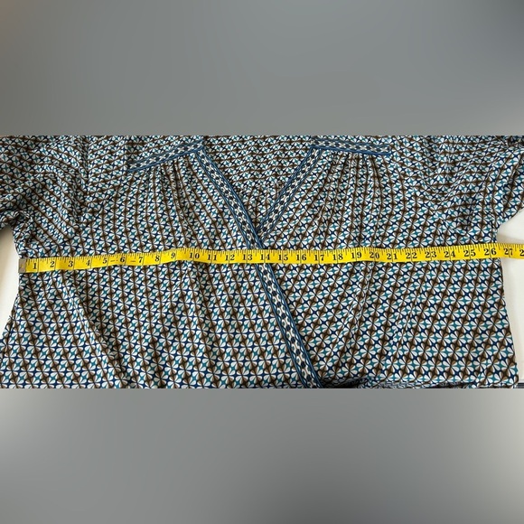 MAX STUDIO Boho Print Mock Wrap Chiffon Peasant Top Blouse Size 2X Hi-Low - Picture 6 of 10